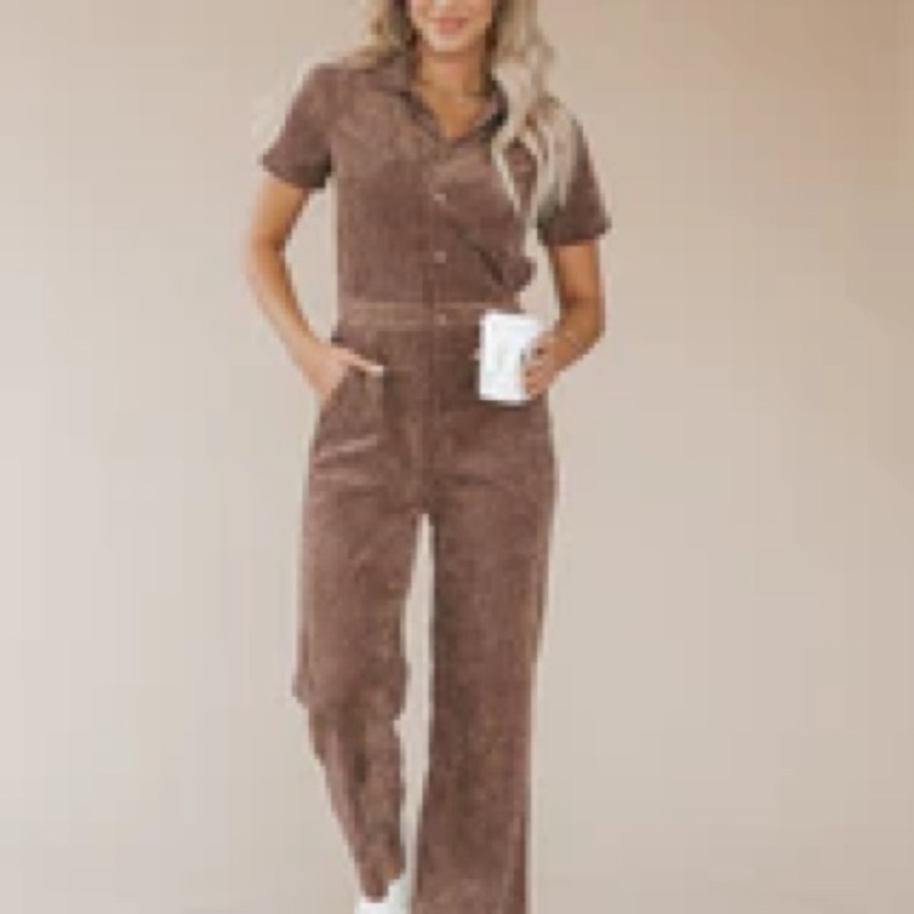 Western Mocha Corduroy Jumpsuit